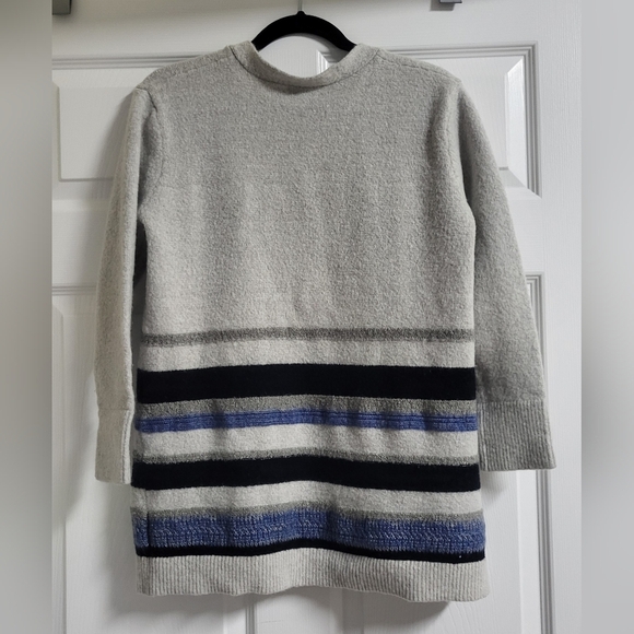 Olivia Warren NY-Striped, Gray, Open Front Cardigan,Wool Blend Sweater - Size L - Picture 4 of 4